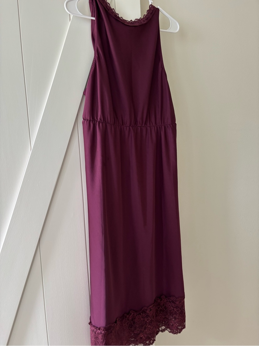 NWOT Old Navy Lace‑Trim Satin Midi Slip Dress in Plum size XLP - Picture 5 of 6